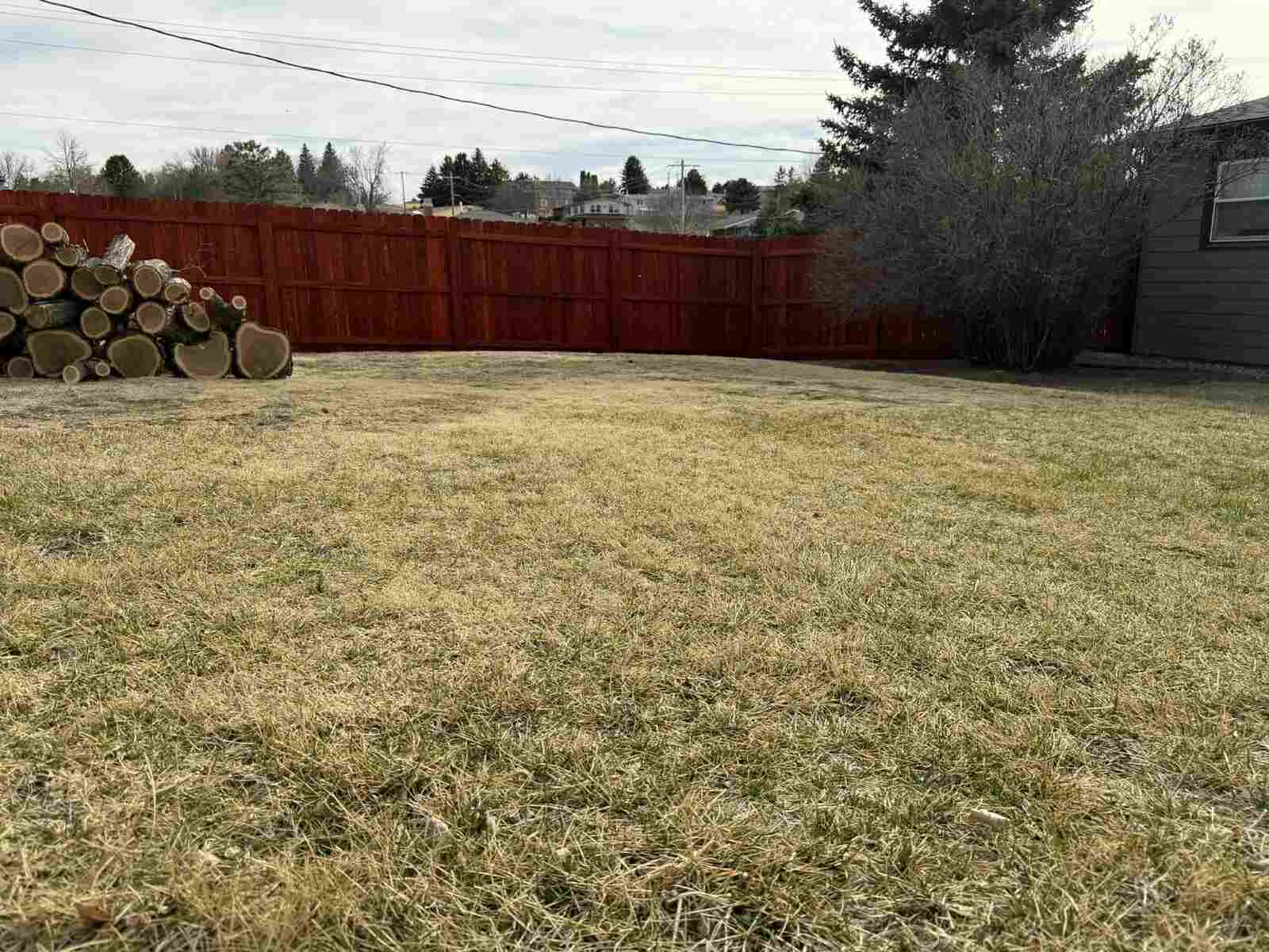 Stained wood privacy fence in a reddish-brown finish